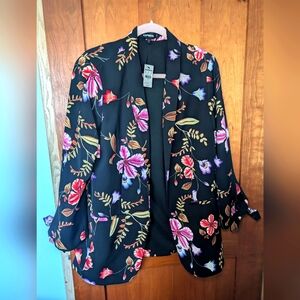 NWT Express Women's Floral Blazer - Black and Multicolor